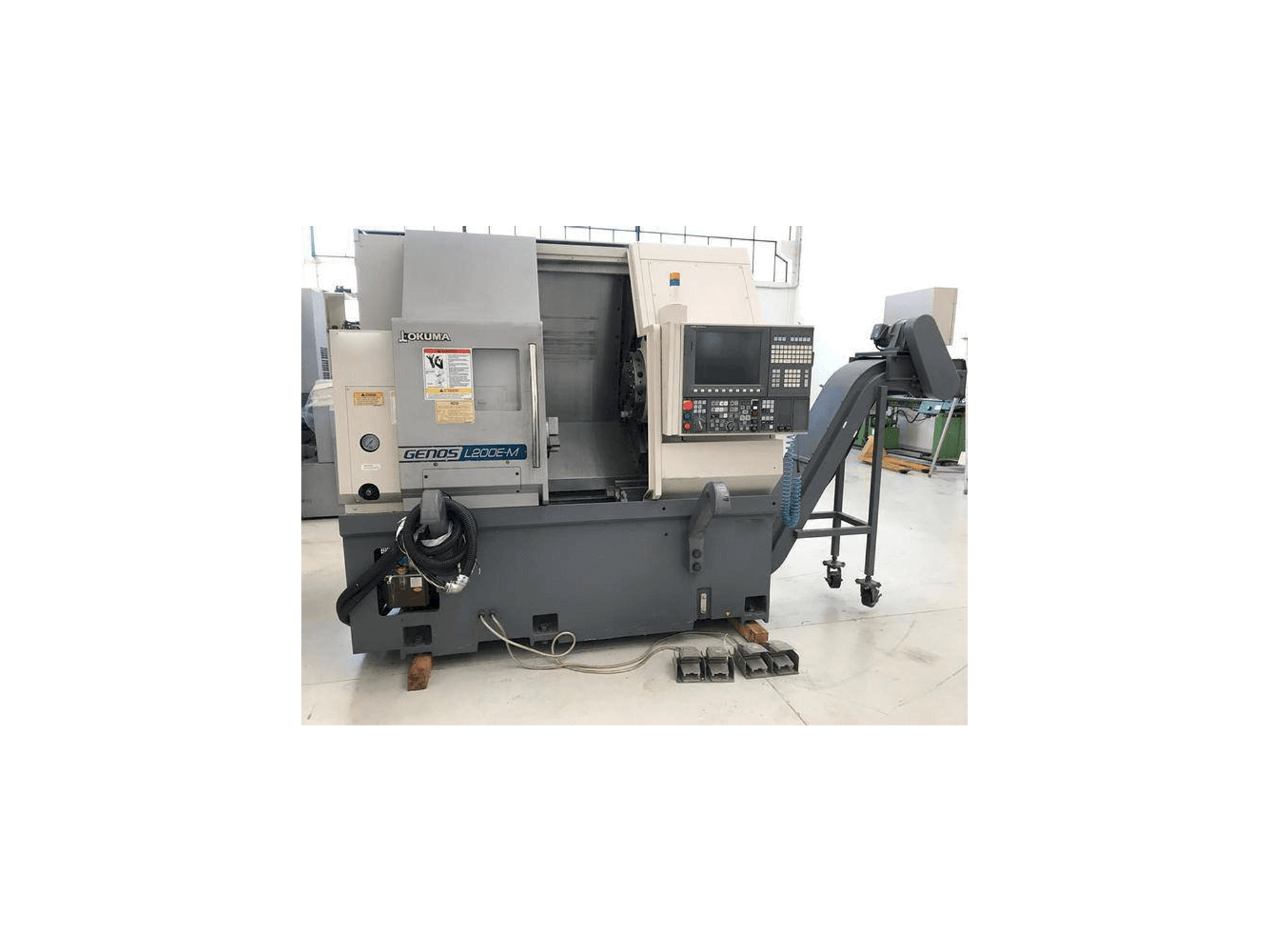 Front view of Okuma Genos L200E-MY machine